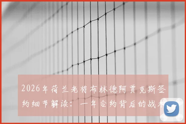 2026年荷兰老将布林德阿贾克斯签约细节解读：一年合约背后的战术考量与球迷反响分析